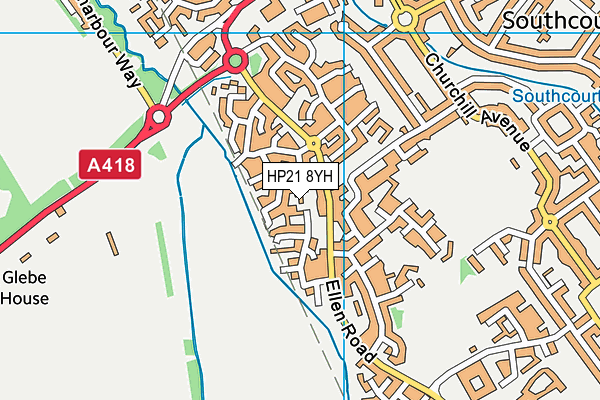 HP21 8YH map - OS VectorMap District (Ordnance Survey)