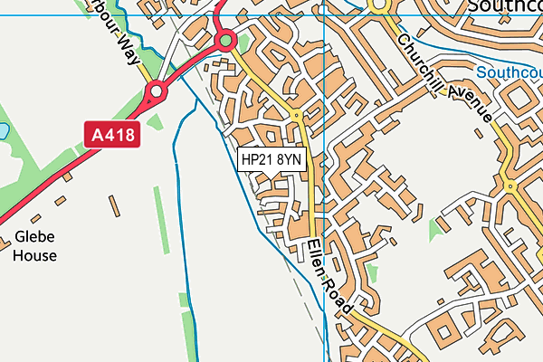 HP21 8YN map - OS VectorMap District (Ordnance Survey)
