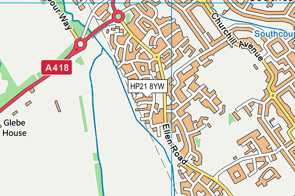 HP21 8YW map - OS VectorMap District (Ordnance Survey)