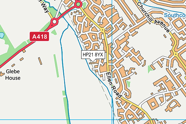 HP21 8YX map - OS VectorMap District (Ordnance Survey)
