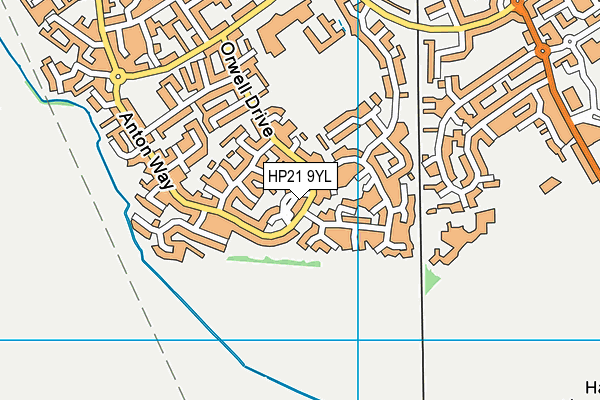 HP21 9YL map - OS VectorMap District (Ordnance Survey)