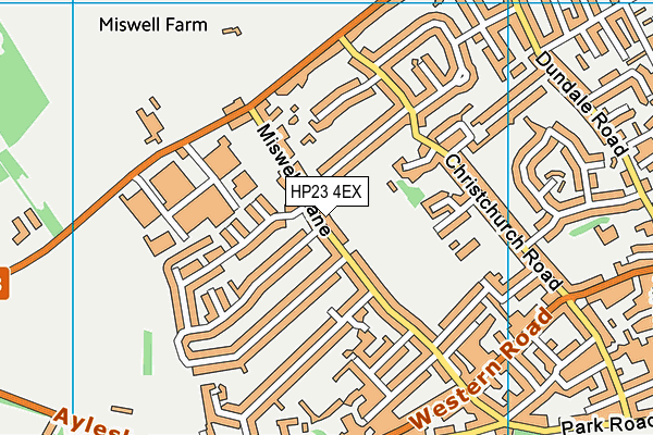 Miswell Lane Recreation Ground map (HP23 4EX) - OS VectorMap District (Ordnance Survey)