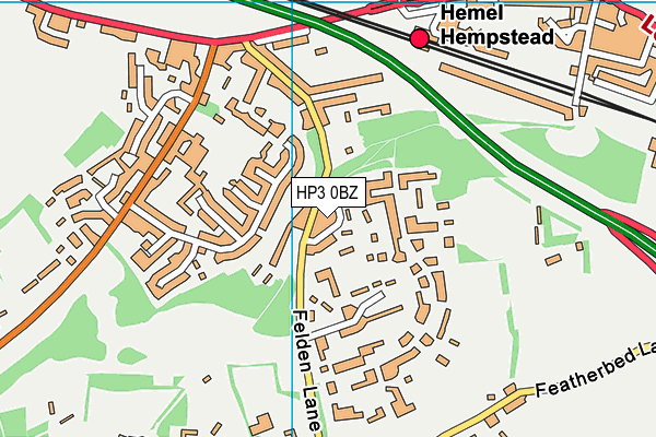HP3 0BZ map - OS VectorMap District (Ordnance Survey)