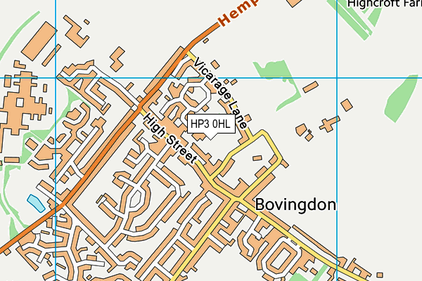 Bovingdon Primary Academy map (HP3 0HL) - OS VectorMap District (Ordnance Survey)