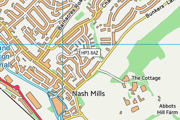 HP3 8AZ map - OS VectorMap District (Ordnance Survey)