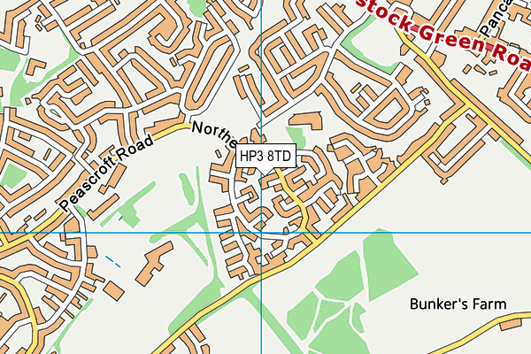 HP3 8TD map - OS VectorMap District (Ordnance Survey)