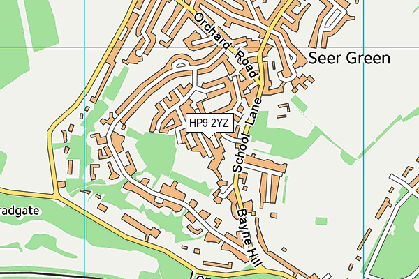 HP9 2YZ map - OS VectorMap District (Ordnance Survey)