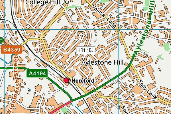 HR1 1BJ map - OS VectorMap District (Ordnance Survey)