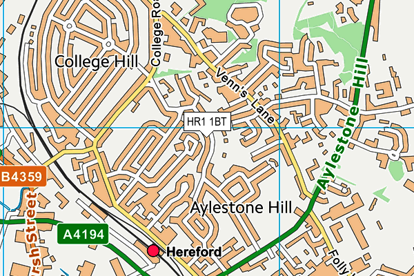 HR1 1BT map - OS VectorMap District (Ordnance Survey)