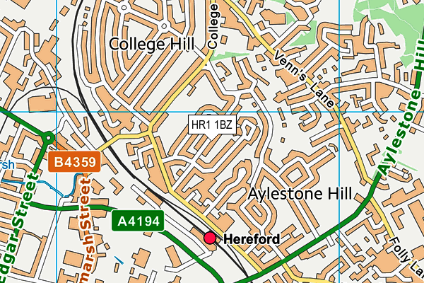 HR1 1BZ map - OS VectorMap District (Ordnance Survey)