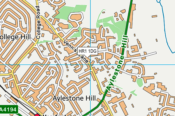 HR1 1DG map - OS VectorMap District (Ordnance Survey)
