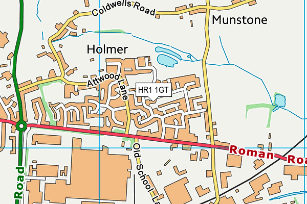 HR1 1GT map - OS VectorMap District (Ordnance Survey)