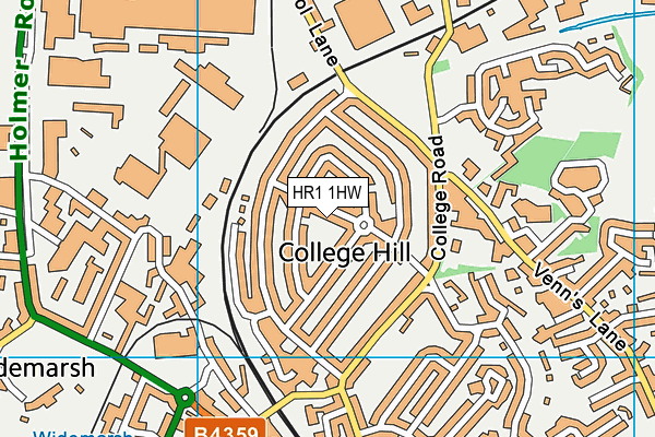 HR1 1HW map - OS VectorMap District (Ordnance Survey)