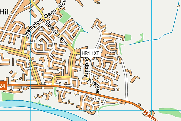 HR1 1XT map - OS VectorMap District (Ordnance Survey)