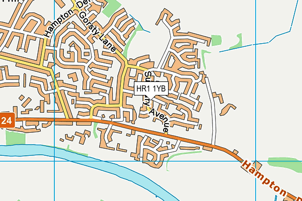 HR1 1YB map - OS VectorMap District (Ordnance Survey)