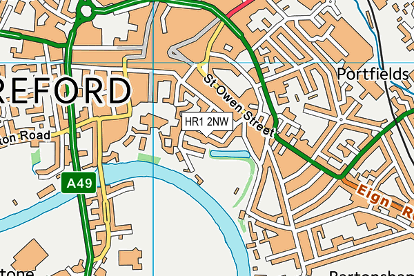 Hereford Cathedral Junior School map (HR1 2NW) - OS VectorMap District (Ordnance Survey)