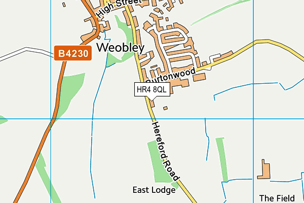 Weobley Football Club (Closed) map (HR4 8QL) - OS VectorMap District (Ordnance Survey)