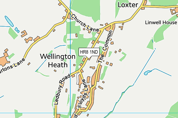 Wellington Heath Memorial Village Hall map (HR8 1ND) - OS VectorMap District (Ordnance Survey)