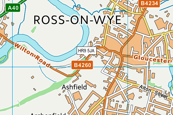Ross-on-wye Sports Centre map (HR9 5JA) - OS VectorMap District (Ordnance Survey)