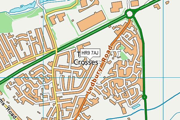 HR9 7AJ map - OS VectorMap District (Ordnance Survey)