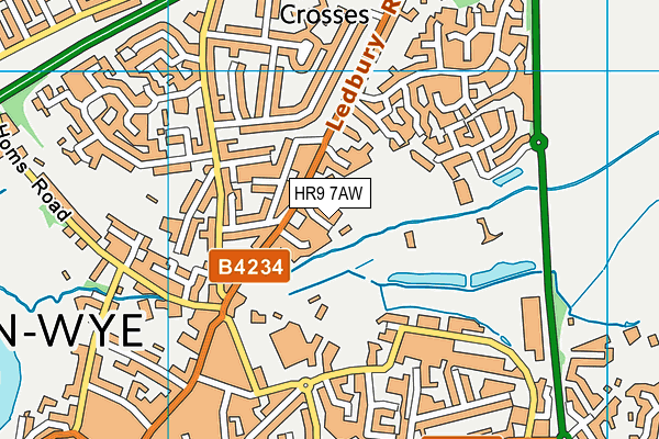 HR9 7AW map - OS VectorMap District (Ordnance Survey)