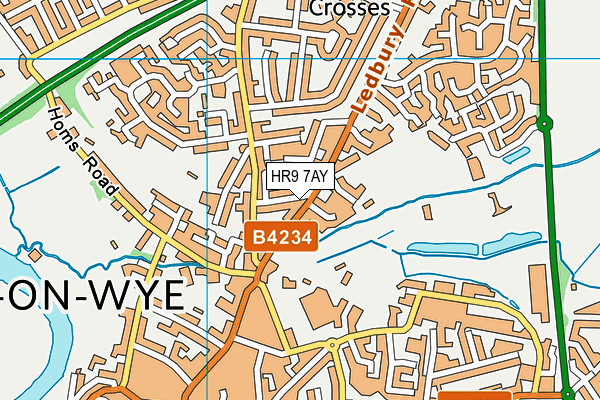 HR9 7AY map - OS VectorMap District (Ordnance Survey)