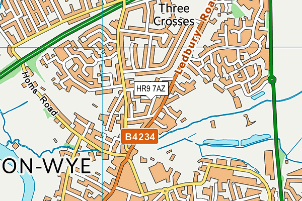 HR9 7AZ map - OS VectorMap District (Ordnance Survey)