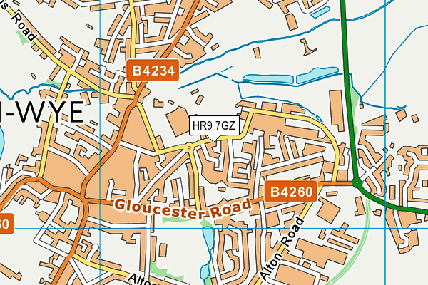 HR9 7GZ map - OS VectorMap District (Ordnance Survey)