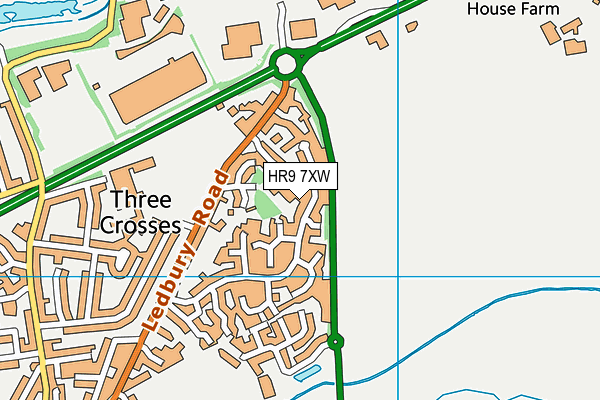 HR9 7XW map - OS VectorMap District (Ordnance Survey)