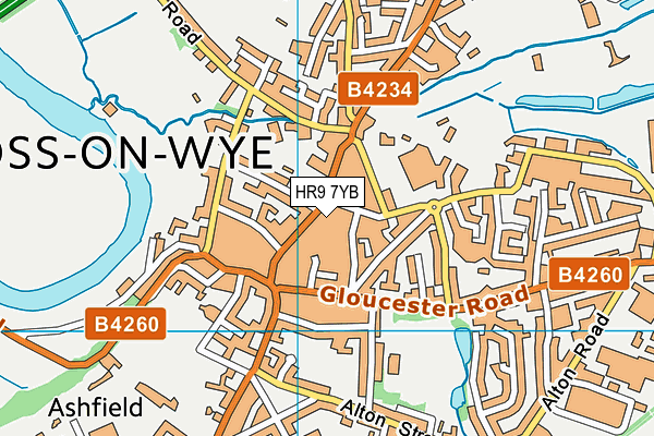 HR9 7YB map - OS VectorMap District (Ordnance Survey)