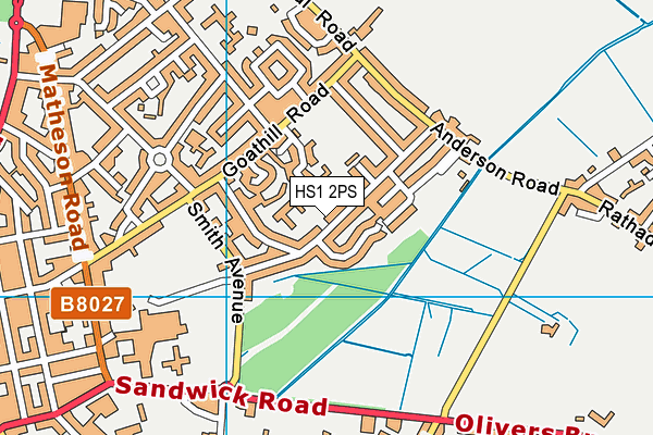 HS1 2PS map - OS VectorMap District (Ordnance Survey)