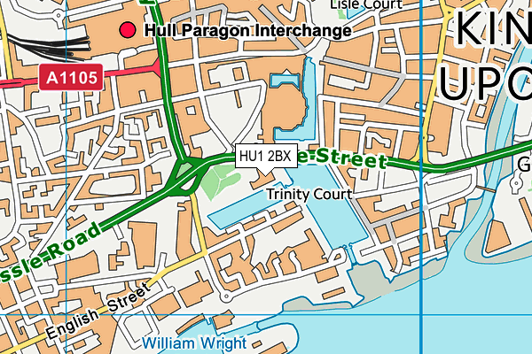 Spirit Health Club (Hull) (Closed) map (HU1 2BX) - OS VectorMap District (Ordnance Survey)