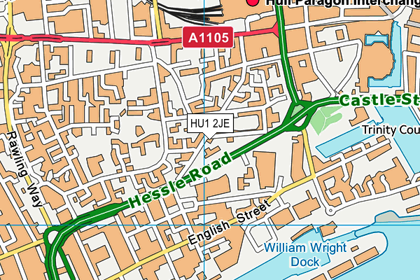 HU1 2JE map - OS VectorMap District (Ordnance Survey)