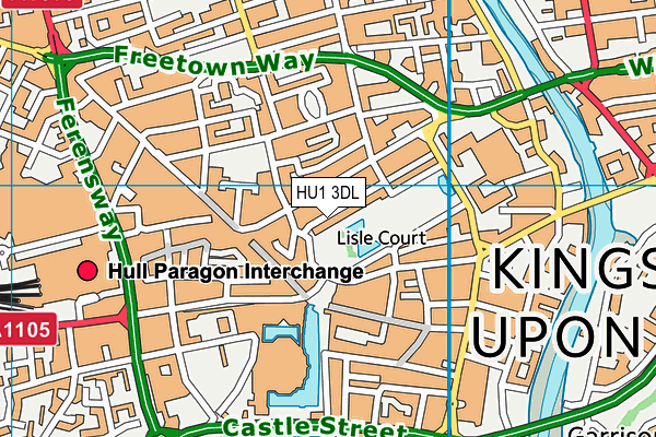 HU1 3DL map - OS VectorMap District (Ordnance Survey)