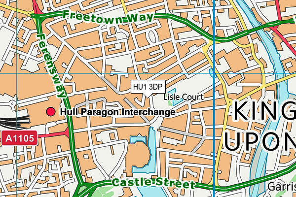 HU1 3DP map - OS VectorMap District (Ordnance Survey)