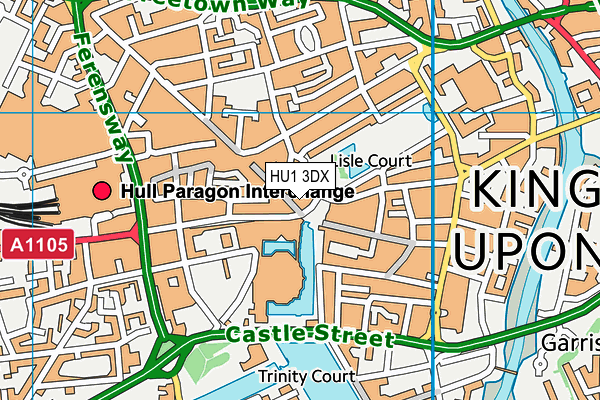 HU1 3DX map - OS VectorMap District (Ordnance Survey)
