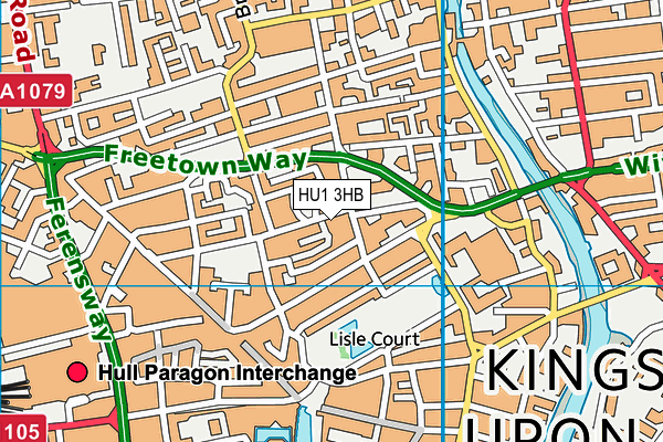 HU1 3HB map - OS VectorMap District (Ordnance Survey)