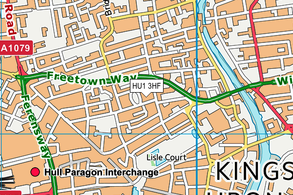 HU1 3HF map - OS VectorMap District (Ordnance Survey)