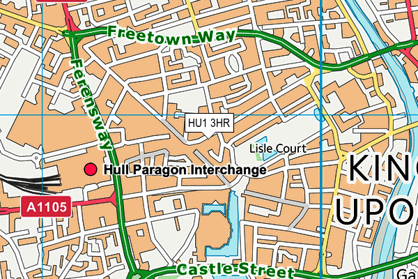 HU1 3HR map - OS VectorMap District (Ordnance Survey)