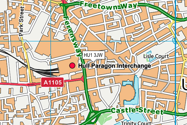 HU1 3JW map - OS VectorMap District (Ordnance Survey)