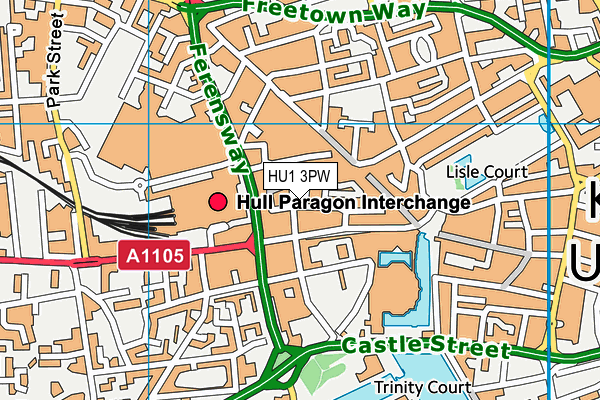 HU1 3PW map - OS VectorMap District (Ordnance Survey)