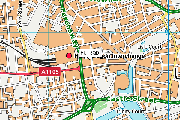 HU1 3QD map - OS VectorMap District (Ordnance Survey)