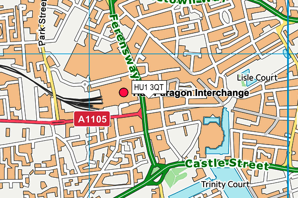 HU1 3QT map - OS VectorMap District (Ordnance Survey)