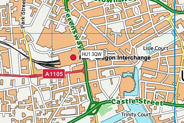 HU1 3QW map - OS VectorMap District (Ordnance Survey)