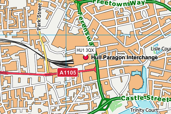 HU1 3QX map - OS VectorMap District (Ordnance Survey)