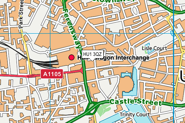 HU1 3QZ map - OS VectorMap District (Ordnance Survey)