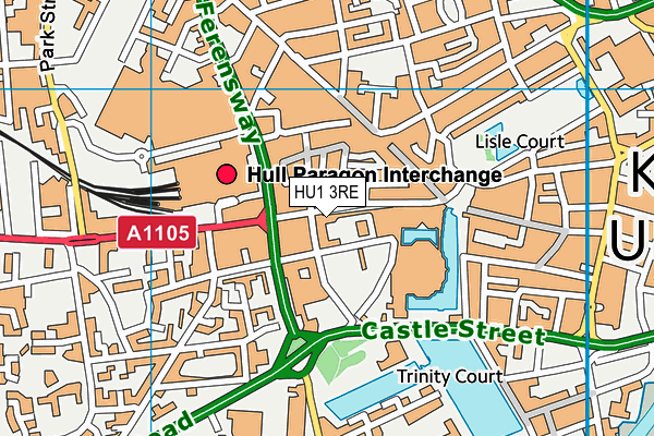 HU1 3RE map - OS VectorMap District (Ordnance Survey)