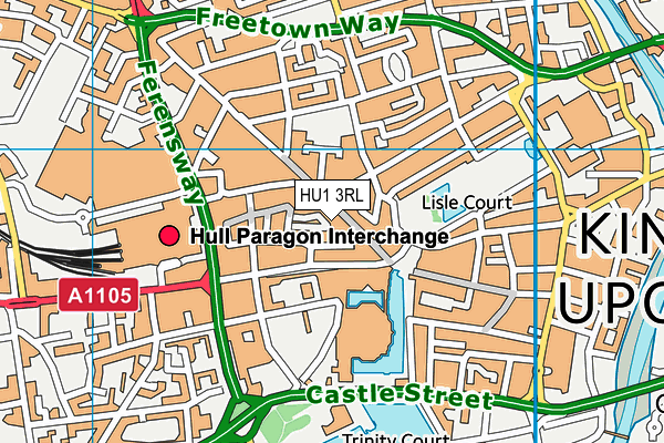 HU1 3RL map - OS VectorMap District (Ordnance Survey)