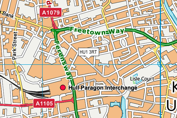 Fit24 (Hull Central) map (HU1 3RT) - OS VectorMap District (Ordnance Survey)