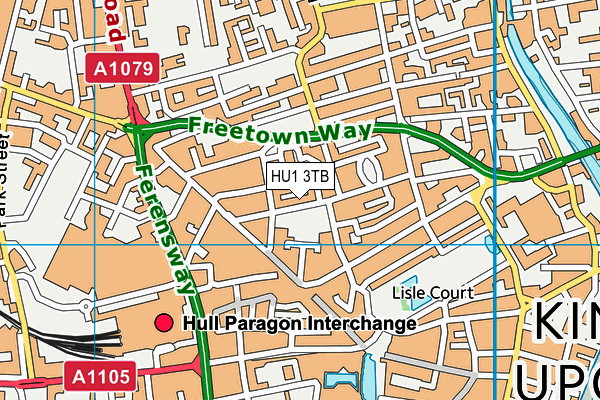 HU1 3TB map - OS VectorMap District (Ordnance Survey)